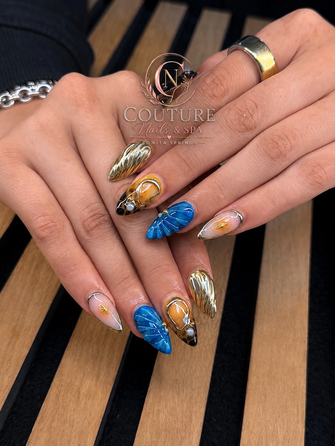 Colorful sculpted nail art